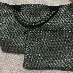 Stylish Metallic Woven Tote Bag